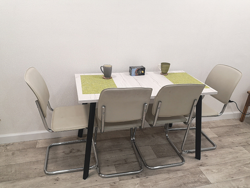 Деревянный стол Барон О 160 х 90 белая пленка шагрень / черный фото покупателя 84