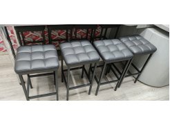 Барный стул Лофт кожзам темно-серый / черный матовый фото покупателя 63