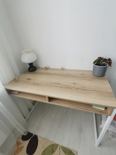 Письменный стол Леон Лофт дуб делано светлый / белый матовый фото покупателя 61