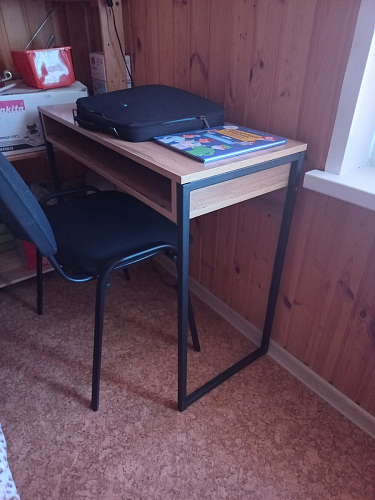 Письменный стол Лео Лофт дуб делано темный / белый матовый фото покупателя 7