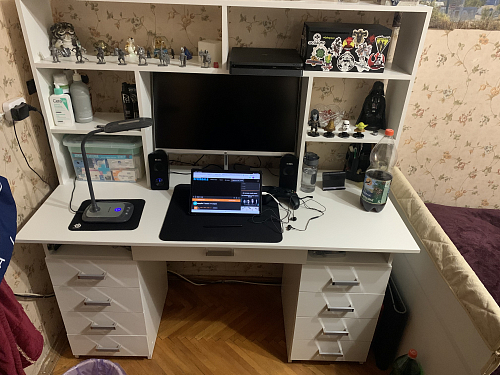 Письменный стол Лайт-9Я 213 см с надстройкой дуб молочный фото покупателя 1