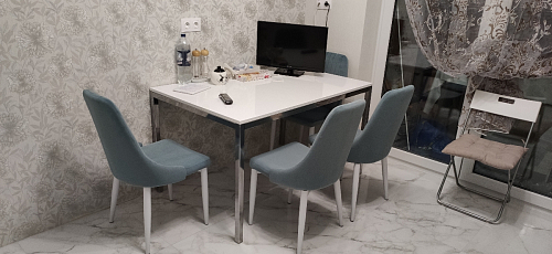 Стул на металлокаркасе Kora light blue / white фото покупателя 58