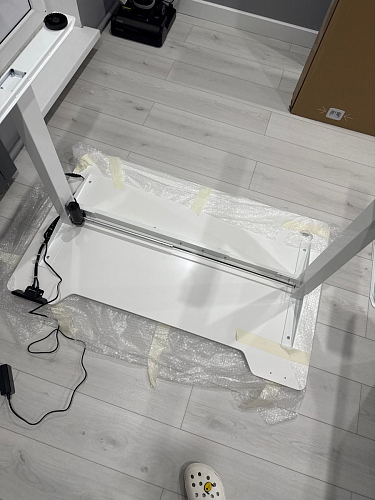 Компьютерный стол Маркос с механизмом подъема 140х80х75 орех кантри / белый фото покупателя 45