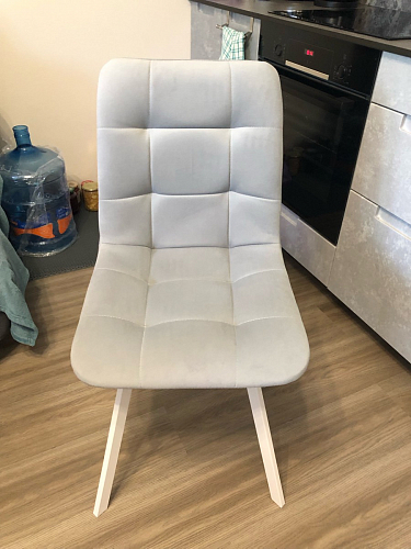 Стул на металлокаркасе Чилли К светло-серый велюр / черный каркас фото покупателя 2