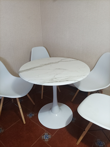 Стол Тулип 80х73 мрамор черный / белый фото покупателя 77