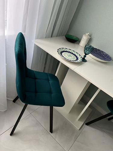 Стул на металлокаркасе Чилли синяя ткань / белый фото покупателя 406