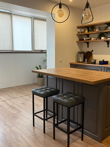 Барный стул Лофт кожзам темно-серый / черный матовый фото покупателя 3