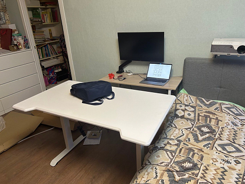 Компьютерный стол Маркос с механизмом подъема 120х75х75 черный / кантри орех фото покупателя 35