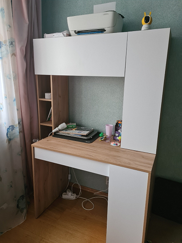 Письменный стол Комфорт 12.71 дуб золотой craft / белая аляска  - Уцененный экземпляр фото покупателя 53