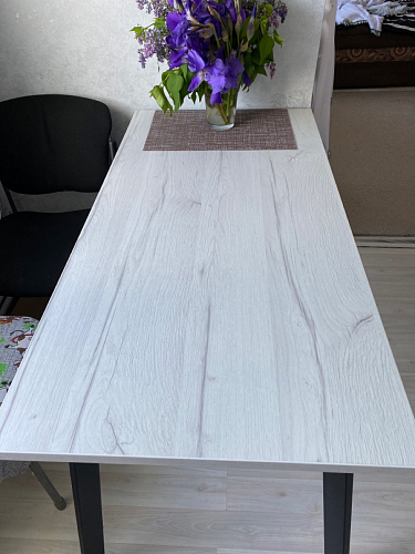 Деревянный стол Барон О 160 х 90 белая пленка шагрень / черный фото покупателя 21