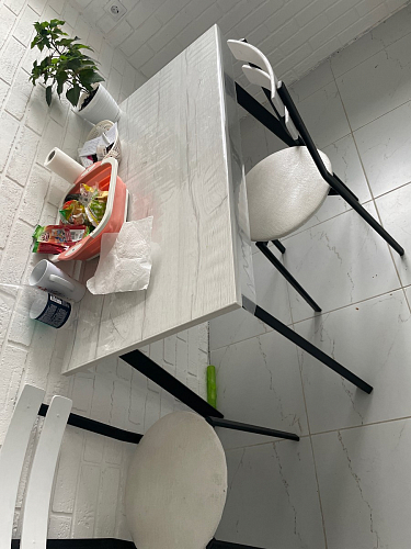 Стол Тринити Лофт 140 25 мм дуб делано темный / белый фото покупателя 213