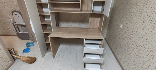 Компьютерный стол Комфорт 12.95 N дуб сонома / сатин фото покупателя 52