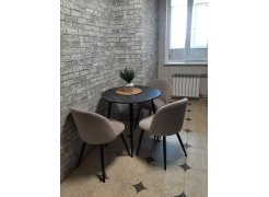 Стул на металлокаркасе Gabi 1 бежевый / черный с серебряными наконечниками фото покупателя 258