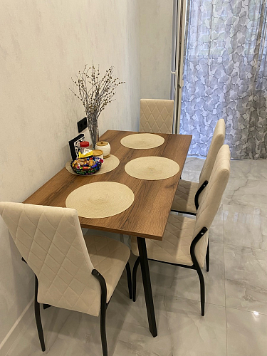 Стол Тринити Лофт 120 32 мм дуб галифакс табако / черный матовый фото покупателя 42