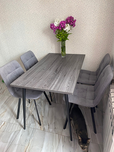 Стул на металлокаркасе Чилли К светло-серый велюр / черный каркас фото покупателя 371