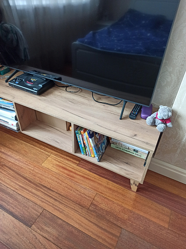 ТВ-тумба Эго Т-3 на ножках бетон светлый / белый глянец фото покупателя 44