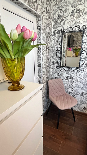 Стул на металлокаркасе Баодин К крутящийся фиолетовый teddy 944 / черный фото покупателя 24