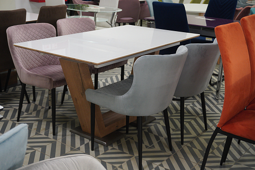 Стол на тумбе Иматра мрамор черный / черная шагрень из шоурума 3