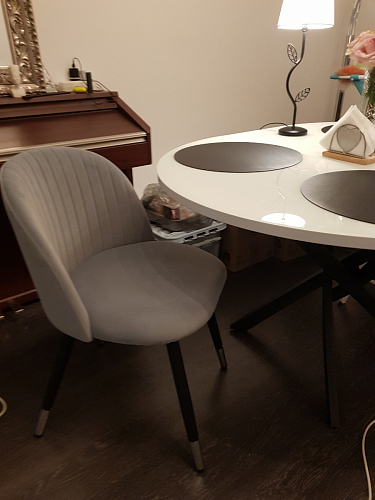 Стул на металлокаркасе Gabi dark beige / black / silver фото покупателя 46