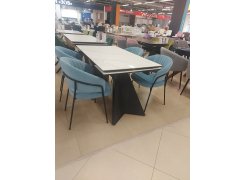 Керамический стол Ливи 140(200)х80х78 белый мрамор / черный из шоурума 2