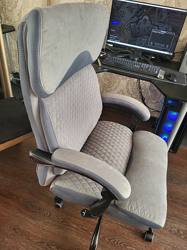 Компьютерное кресло Chief metalBL серый велюр фото покупателя 2