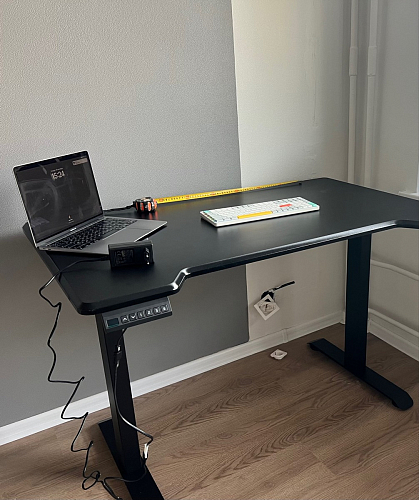 Компьютерный стол Маркос 140х80 голубой / черный фото покупателя 56