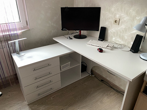 Компьютерный стол КСТ-109П правый дуб сонома / белый фото покупателя 25