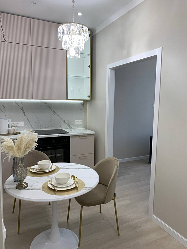 Стол Тулип 90х73 белый мрамор / золото фото покупателя 74