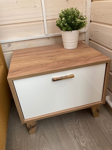 Прикроватная тумба Эго Т-5 на ножках бетон светлый / белый глянец фото покупателя 6