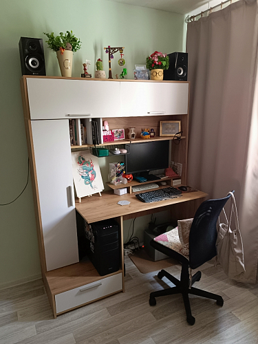 Письменный стол Лайт 03.243 дуб золотой (craft) / белый премиум фото покупателя 128