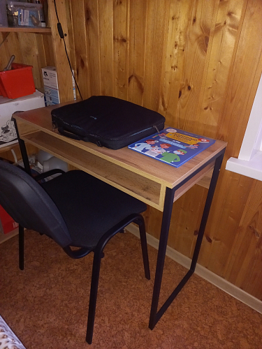 Письменный стол Лео Лофт черный матовый / дуб делано темный фото покупателя 10