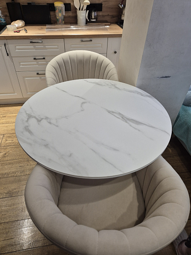 Стол Тулип 90х73 белый мрамор / золото фото покупателя 65