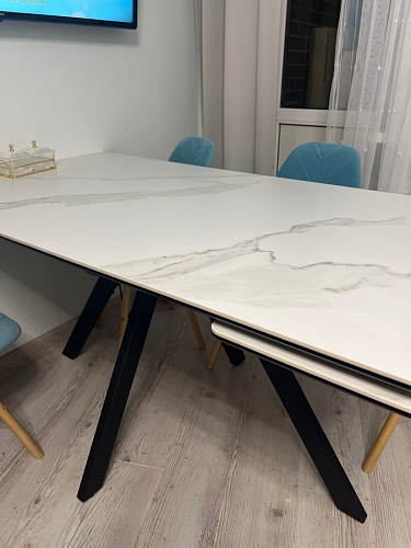 Керамический стол Вилли 140(200)х80х75 черный мрамор shakespeare black / черный фото покупателя 31