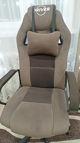 Компьютерное кресло Driver/Драйвер кожзам черный / ткань синий фото покупателя 41