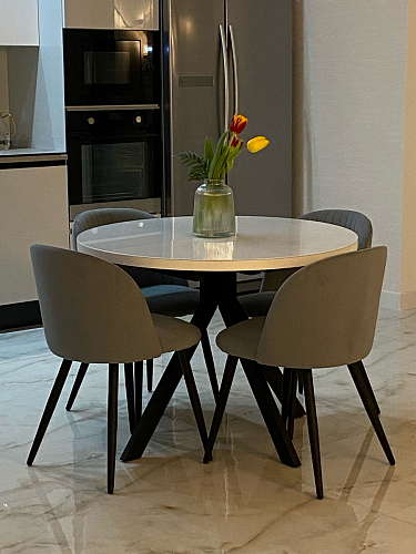 Стул на металлокаркасе Gabi dark beige / black / silver фото покупателя 496