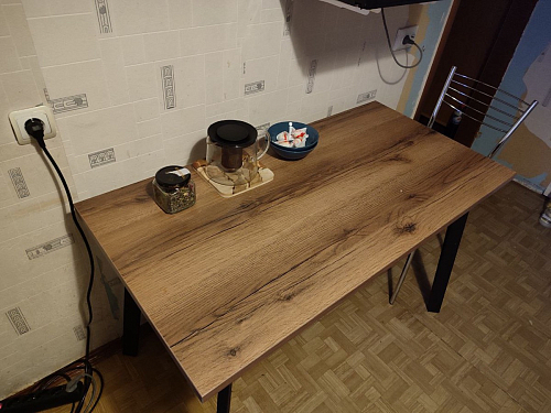 Стол Тринити Лофт 120 32 мм дуб галифакс табако / черный матовый фото покупателя 258