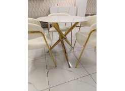 Стеклянный стол Rock 80х75 white / gold из шоурума 2