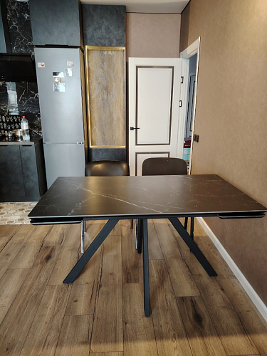 Керамический стол Вилли 140(200)х80 белый мрамор snow white / черный фото покупателя 41