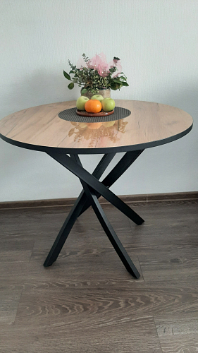 Деревянный стол Diamond Тип 3 чёрный муар / ателье темное глянец фото покупателя 4