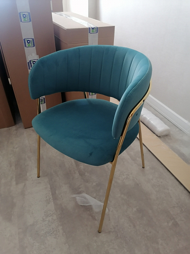 Стул на металлокаркасе Kamelia зеленый / золото фото покупателя 10