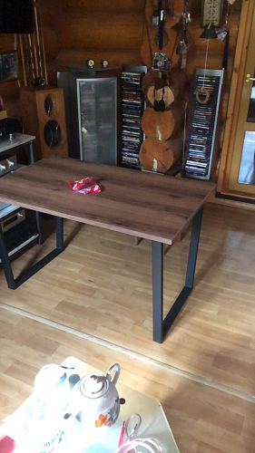 Деревянный стол Лота Лофт 140х80 черный матовый / бетон светлый фото покупателя 360