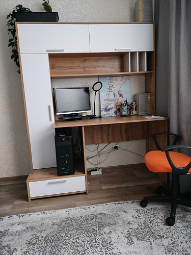 Письменный стол Лайт 03.243 дуб золотой (craft) / белый премиум фото покупателя 65