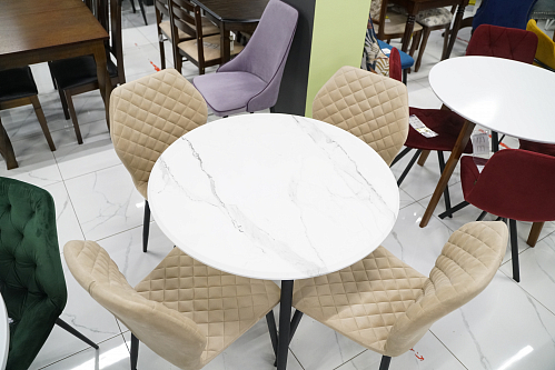 Деревянный стол Абилин 90х76 мрамор белый / черный матовый из шоурума 6