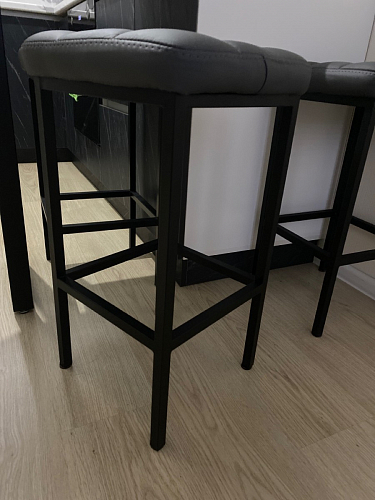 Барный стул Лофт кожзам темно-серый / черный матовый фото покупателя 75