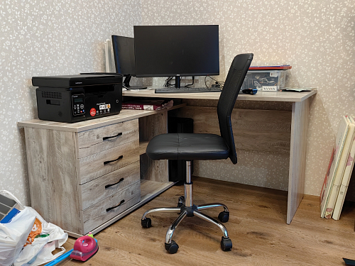 Компьютерный стол КСТ-109П правый дуб сонома / белый фото покупателя 16