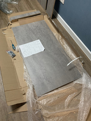 Письменный стол Леон Лофт дуб делано светлый / белый матовый фото покупателя 70