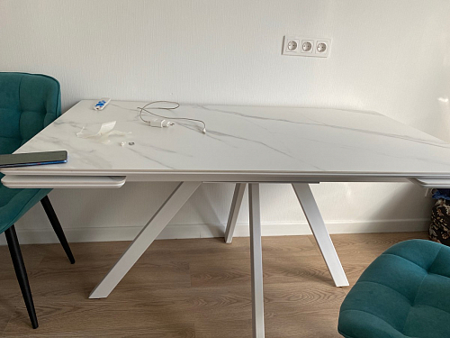 Керамический стол Вилли 140(200)х80 серый мрамор larka grey / черный фото покупателя 65