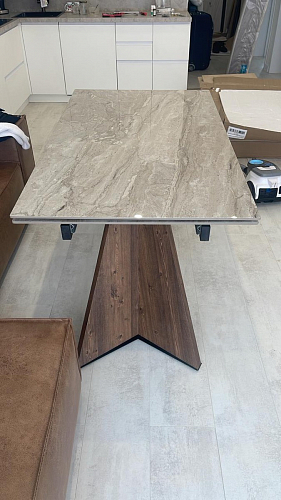 Керамический стол Ливи 140(200)х80х78 серый мрамор / черный фото покупателя 21