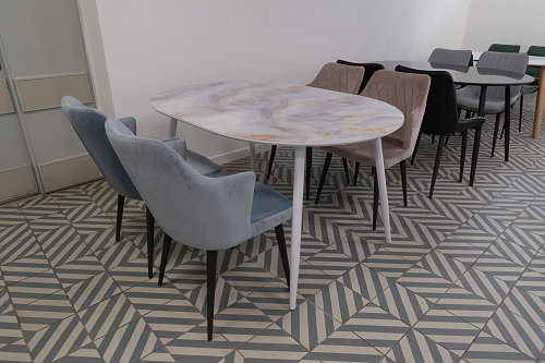 Стеклянный стол Кловис кианит / белый из шоурума 3