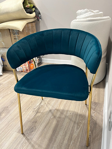 Стул на металлокаркасе Kamelia зеленый / золото фото покупателя 55